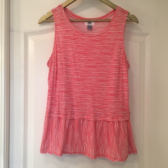 Old Navy Tops - Old navy red & white striped peplum top size large